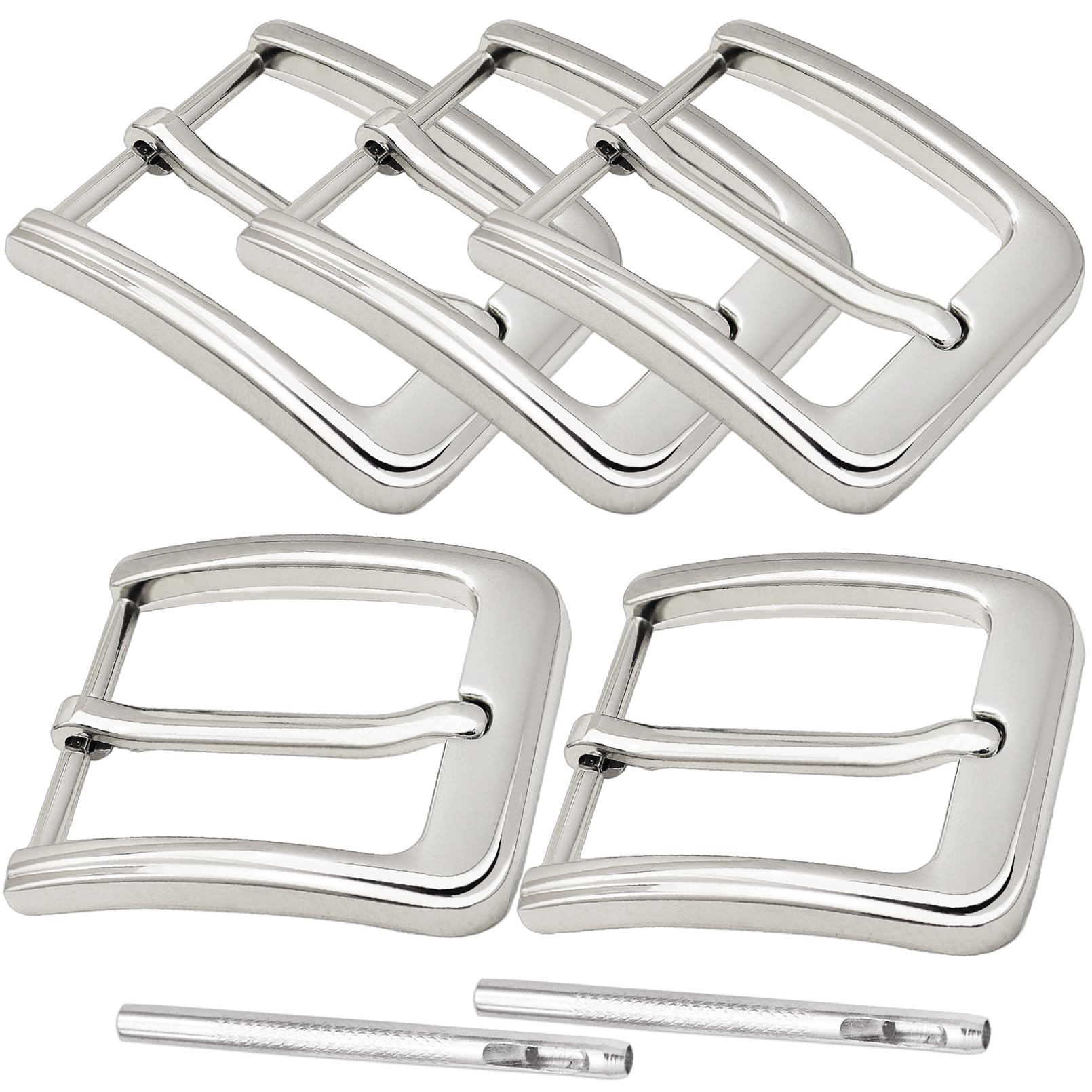 QuneusHot Juego de 5 hebillas de cinturón de 1.5 pulgadas (38 mm) de repuesto de hebilla cuadrada de una sola punta resistente para cinturón hombres y mujeres