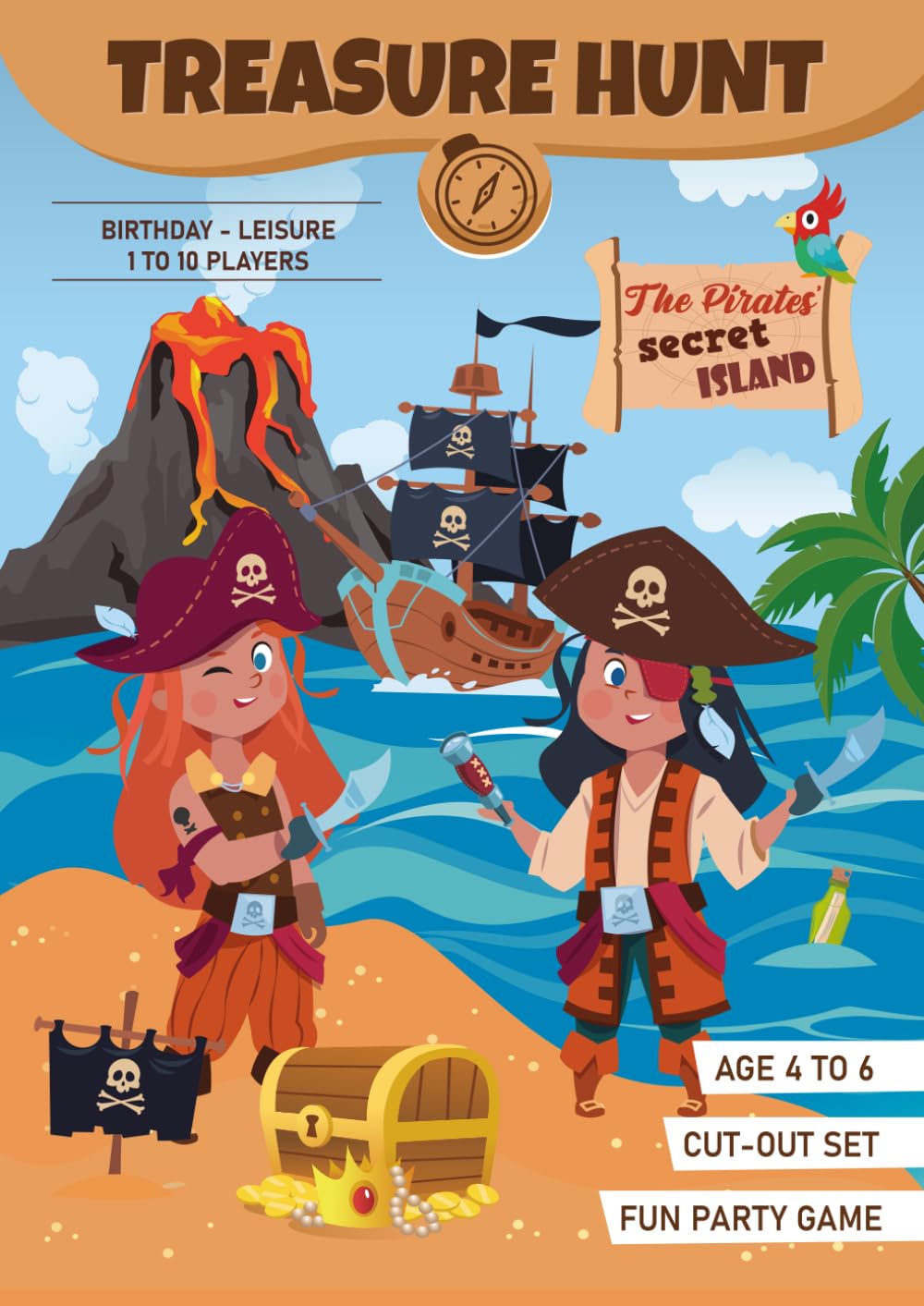 Pirate Treasure Hunt for Kids | The Pirates' Secret Island | Fun Party Game for Children: Scavenger Hunt "ready-to-cut" Set