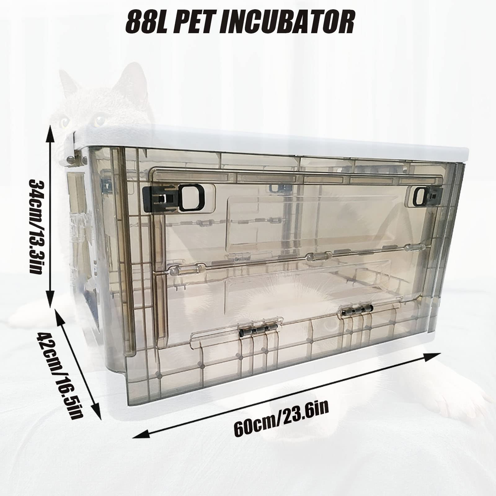 Pudełko na nebulizator dla zwierząt domowych, dla psów i kotów, inkubator 56 l, do leczenia oddechowego szczeniąt i kociąt, terapia tlenowa i łagodzenie kaszlu, nebulizacja zwierząt domowych i