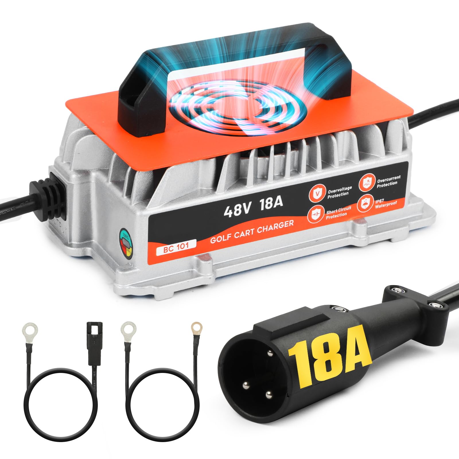 Cargador Inteligente 48V 18A para Carritos de Golf Club Car, Batería Plomo-ácido IP67