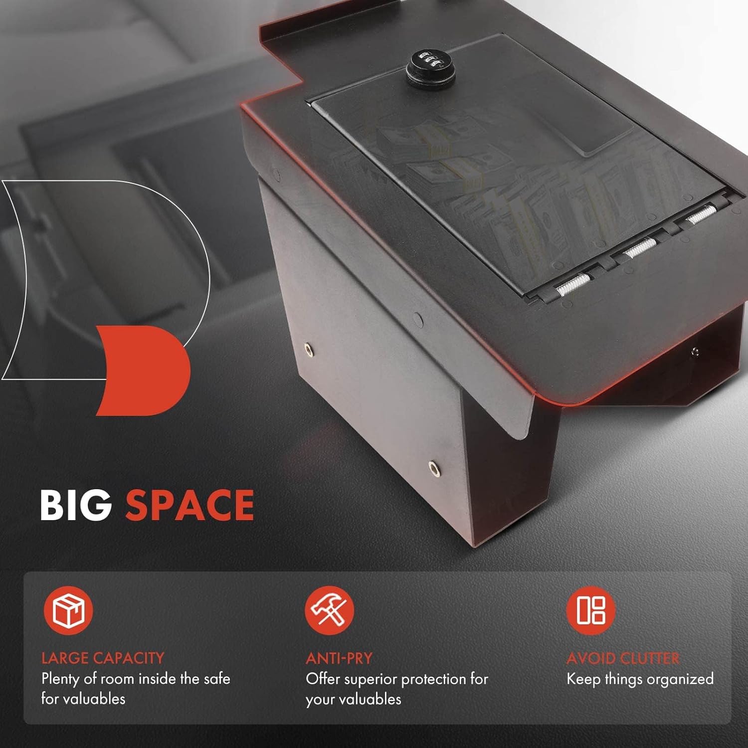 A-Premium Center Console Safe Box Compatible with Ford F-250 F-350 Super Duty 2011-2016 F-450 Super Duty 2011 2014-2015