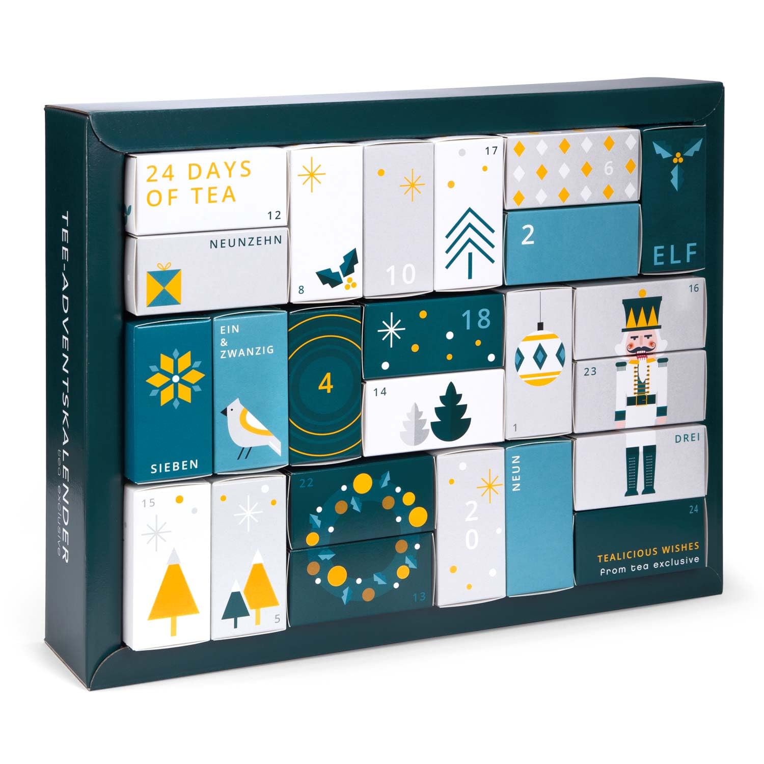 Erlebnis Tee Adventskalender 2025 - großer Weihnachtskalender mit 24 verschiedenen Tee Sorten in Pyramidenbeutel und weiteren Überraschungen