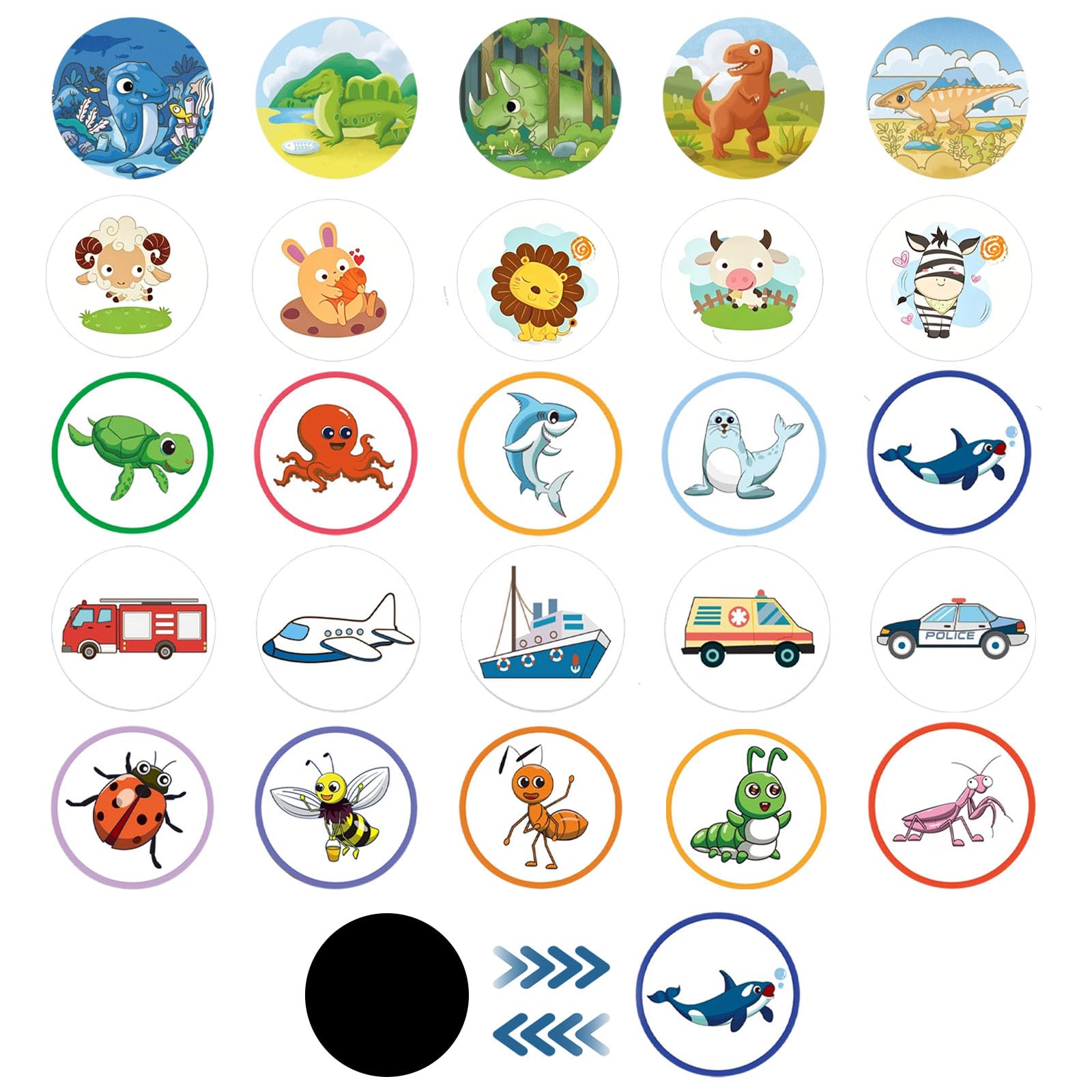 25PCS Potty Training Stickers, Potty Stickers, Color Changing Toilet Training Sticker, Fun Sticker Set with Ocean Dinosaur Vehicle Animal for Home Daycare Travel Early Educational