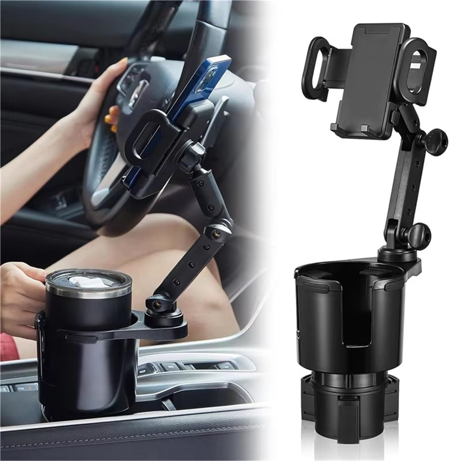 Supporto Lattine auto Espansore Per Portabicchieri Auto Con Supporto Per Cellulare Per Rotazione A 360° Per Smartphone Accessori Interni Per