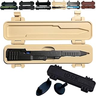 Tactical Slide Action Ballpoint Pen with Case,Tactical 3D Printed Slide Action Pens EDC,Creative Novelty Writing Tool,Refillable Smooth Quick-Drying Ink Pen,Unique Gift for Stationery Lovers (Beige)
