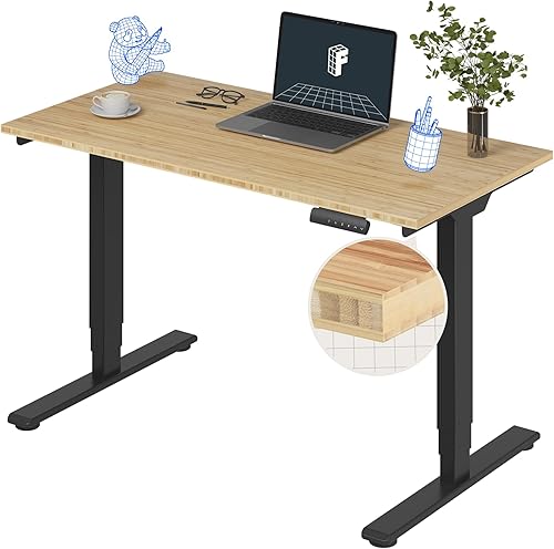 Vista 16 de FLEXISPOT E6 Bambú - Escritorio eléctrico de pie de 3 etapas con motor dual, de 55 x 28 pulgadas, para usar sentado o de pie, con capacidad de carga