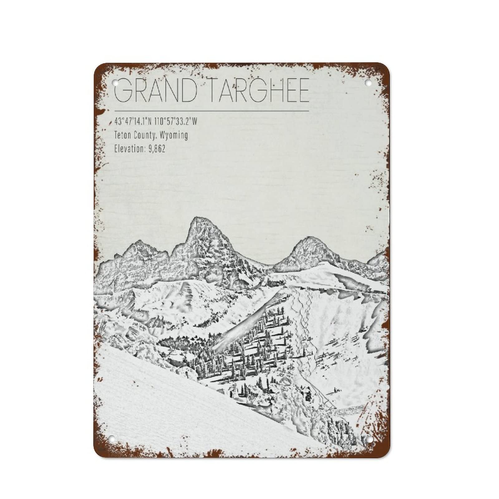Ski Resort Scenery Hanging Art Sign, Outdoor Leisure Style Home Bar Retro Decor,8x12 Inch