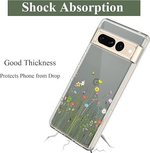 Miniatura 5 de Unov Funda transparente compatible con Pixel 7 Pro con diseño de TPU suave, absorción de golpes, diseño delgado en relieve, cubierta trasera