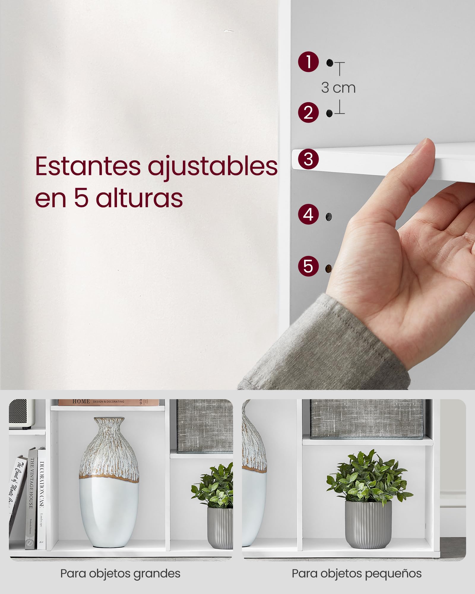 VASAGLE Custos Colección - Librería, Estantería Almacenaje, de 9 Compartimientos, para Sala de Estar, Estudio, Oficina, 30 x 97,7 x 97,5 cm, Blanco LBC177W01