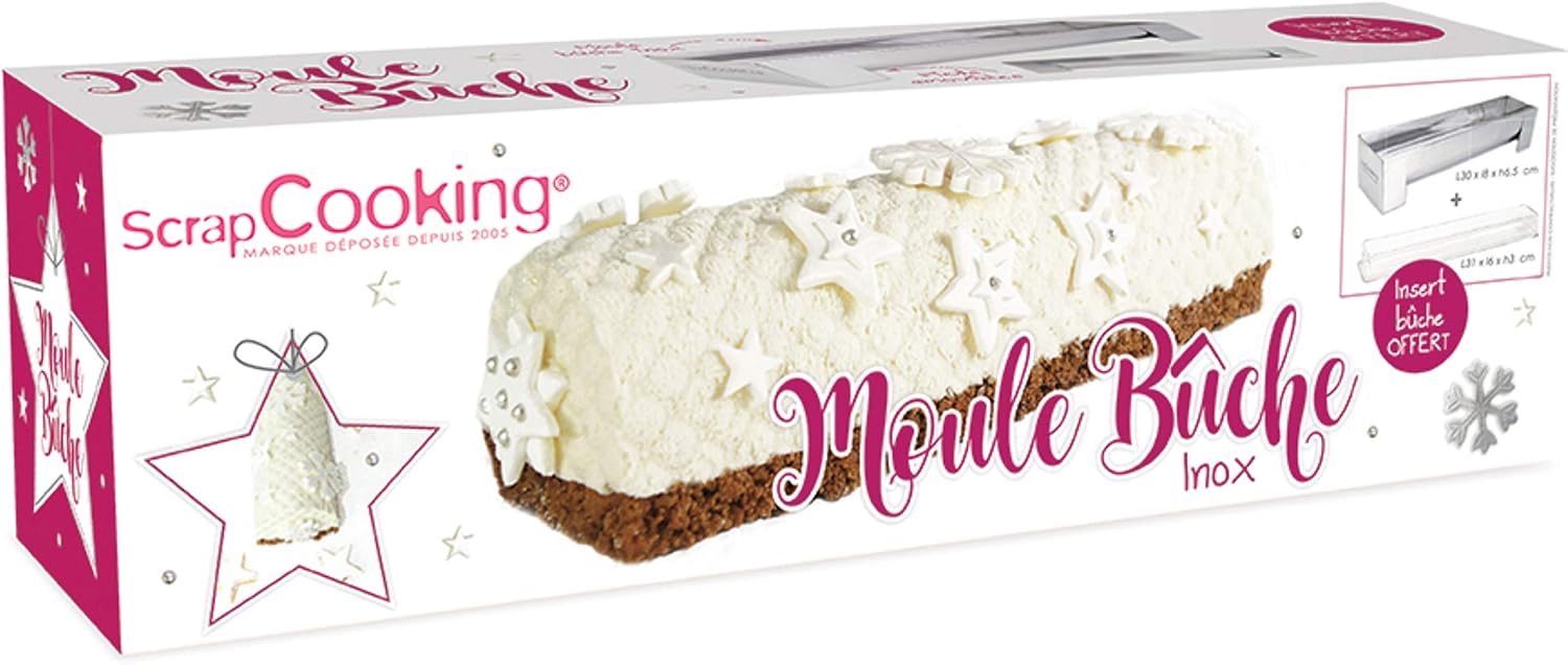ScrapCooking 1910 Yule Log Mould with Insert Stainless Steel Multi-Coloured 30 x 8 x 6.5 cm, Multicolored