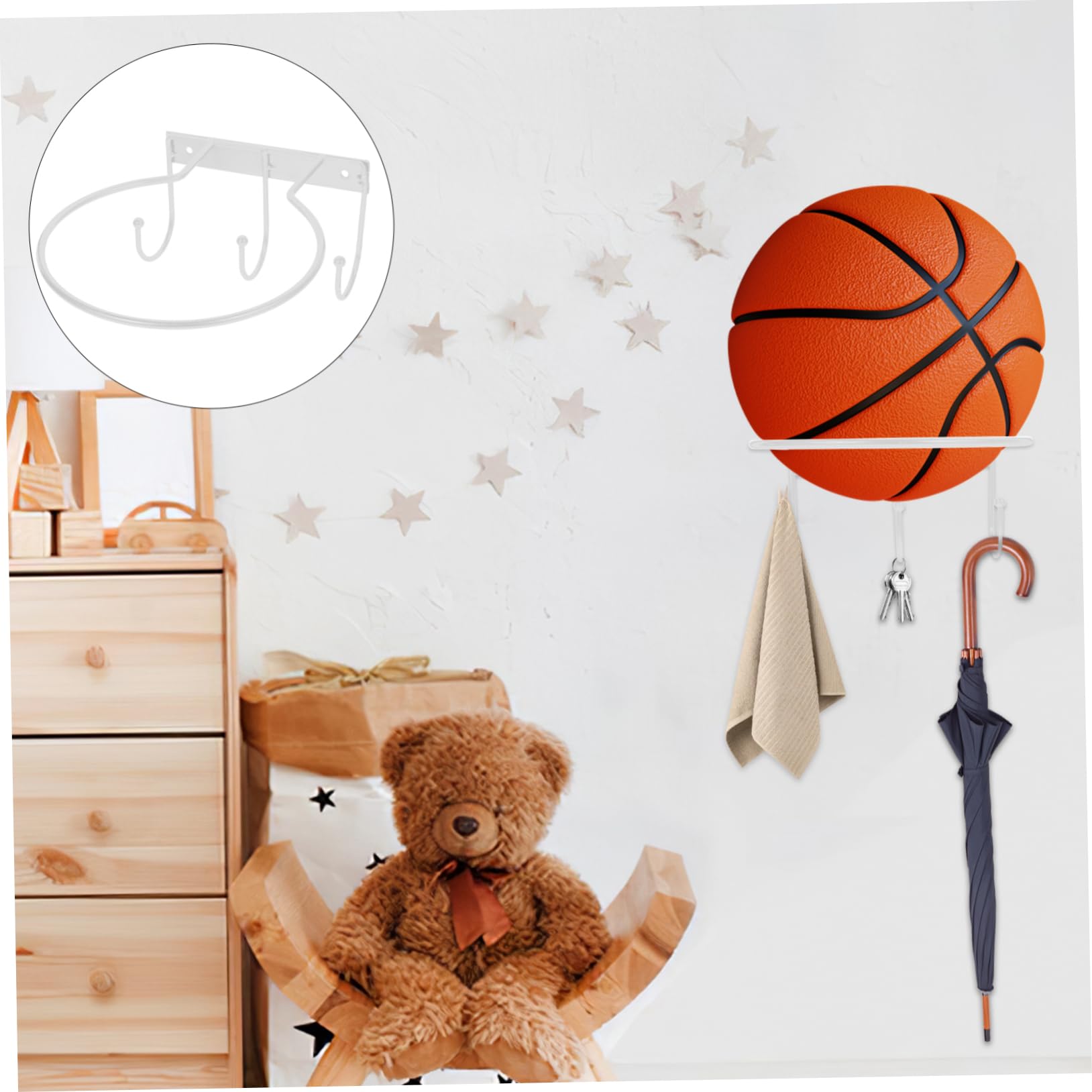 BESPORTBLE 2Pcs Wall Mounted Basketball Display Shelf Durable Soccer Stand for Organizing Sports Balls Multi Purpose Storage for Home and Exhibition Use