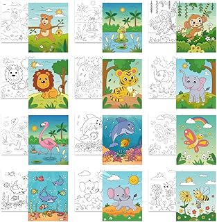 12 Pcs Pre Drawn Canvas for Painting for Kids,8" x 10" Pre Printed Cute