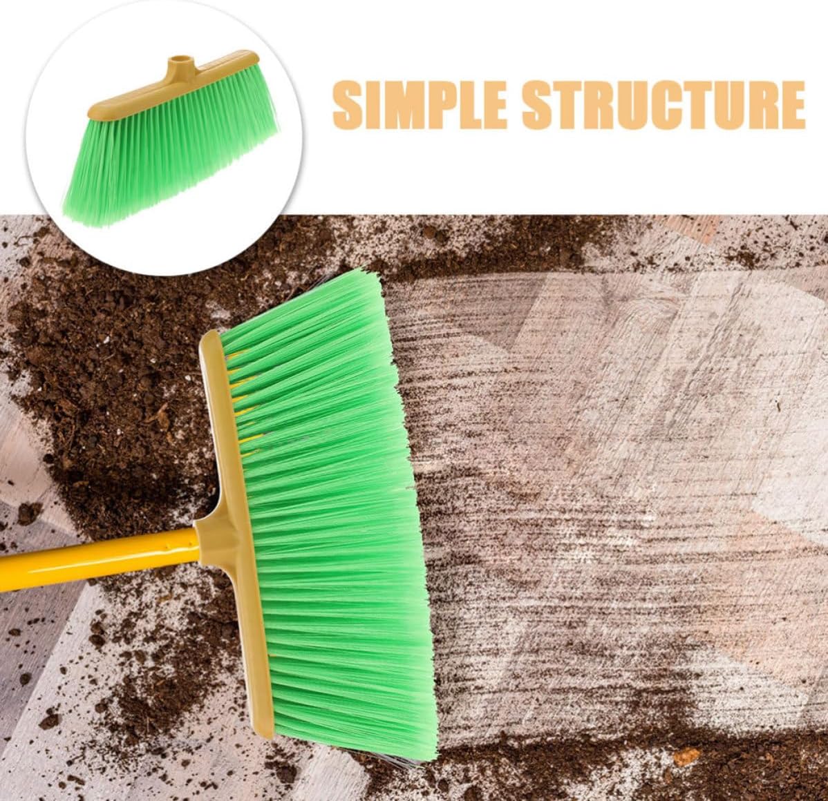 MAGICLULU 2pcs Plastic Sweeping Broom Heads Replacement with Dense Bristles for Efficient Dust and Debris Removal, Sturdy Green Broom Parts Suitable for Courtyard and Outdoors Cleaning