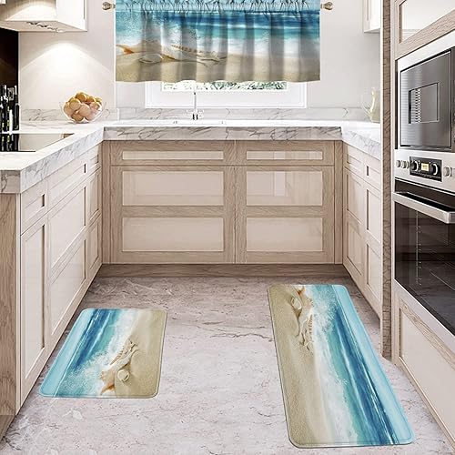 Miniatura 2 de Juego de 2 alfombras de cocina acolchadas antifatiga para piso, juego de alfombrillas antideslizantes para oficina en casa, 15.7 pulgadas de ancho x