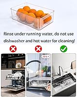 Vista 5 de Refrigerator Organizer Bins 6 Pack Fridge Organizers with Handles Clear Freezer Storage Containers for Pantry, Cabinets,Shelves, Drawer