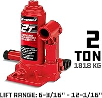 Vista 2 de Alltrade Powerbuilt Gato de botella de 2 toneladas para trabajo pesado, capacidad de 4000 libras, elevador hidráulico para vehículos, camiones, rojo