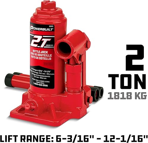 Miniatura 2 de Alltrade Powerbuilt Gato de botella de 2 toneladas para trabajo pesado, capacidad de 4000 libras, elevador hidráulico para vehículos, camiones, rojo