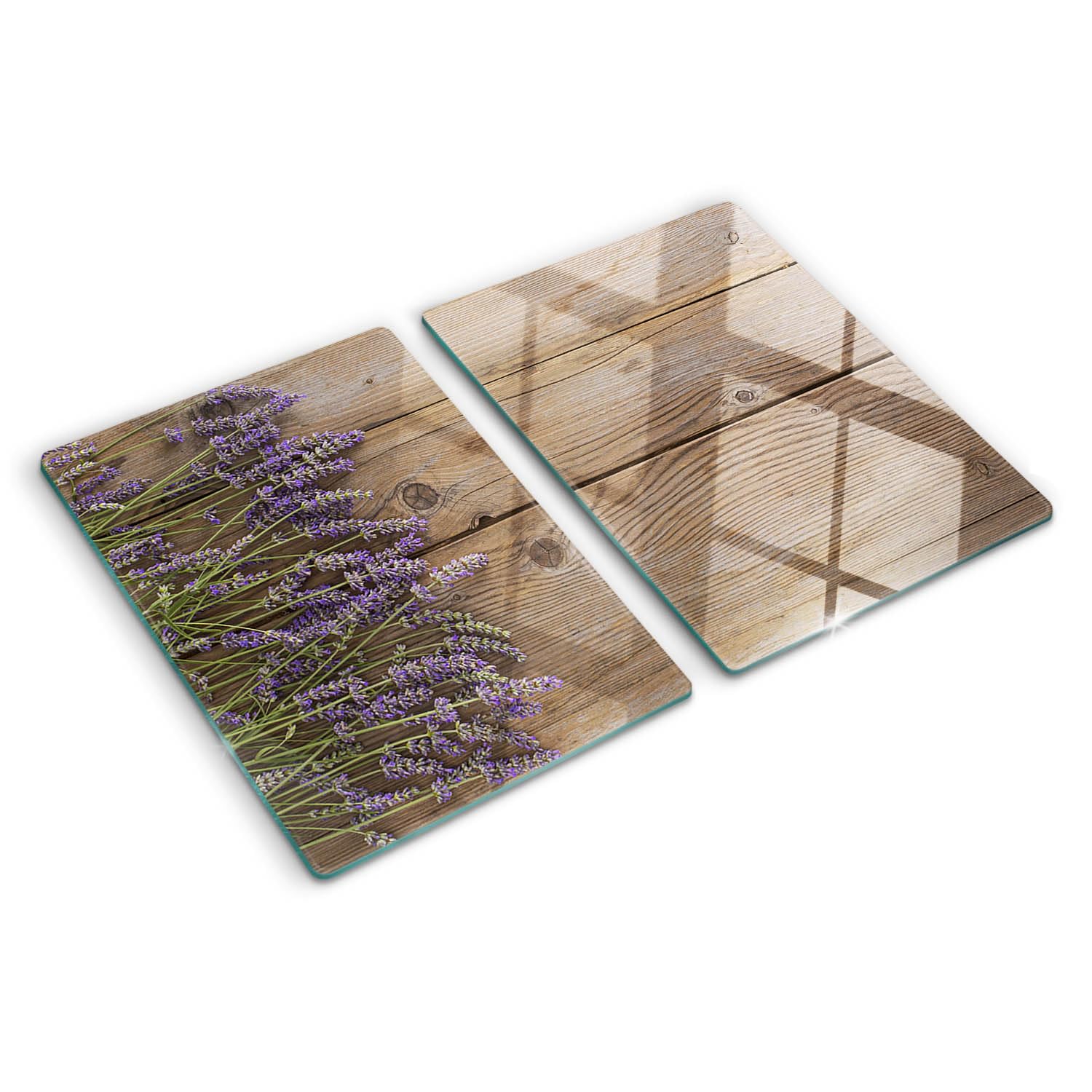 Tulup Tabla De Cortar Cocina 2x40x52cm - Vidrio Protector De Placa De Induccion - Lavanda En La Madera