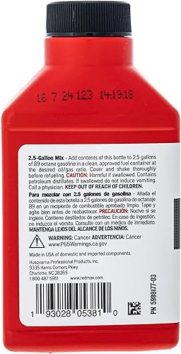 Miniatura 3 de Botella RedMax de 6.4 oz Aceite sintético de ciclo de 2 tiempos con estabilizador de combustible 50:1