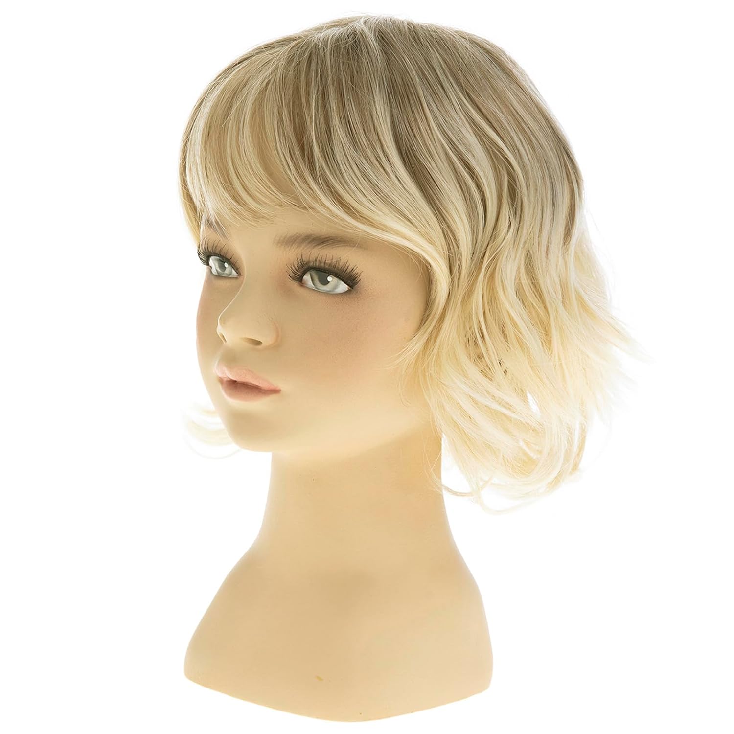 Short Wavy Blonde Kids Wig Synthetic Girls Bob Wig with Bangs Child Cosplay Costume Party Use - Image 3