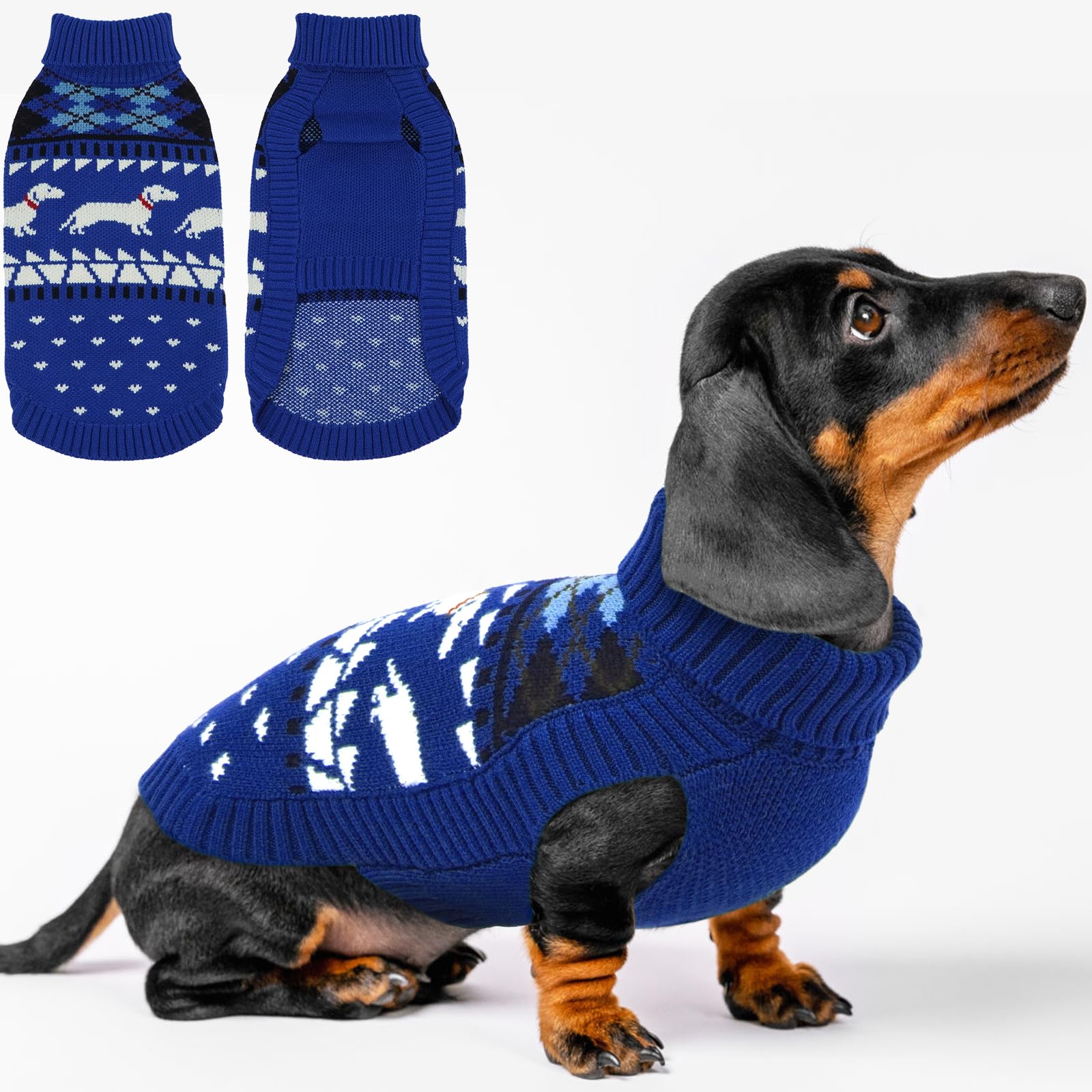 Lelepet Dog Jumper for Dachshund, Turtleneck Pullover for Small Dogs