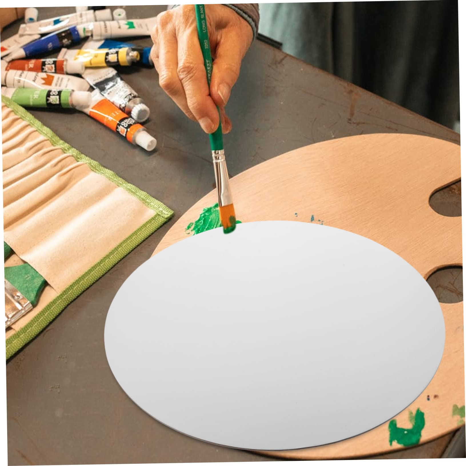 Runde Leinwandplatte für Hobbykünstler und Schüler 50cm Weiß