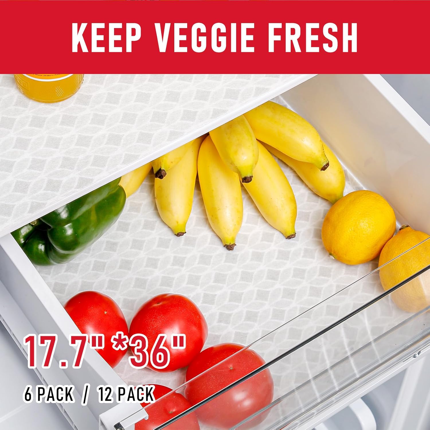 Cooyes French Door Refrigerator Liners 17.7" x 36", Absorbent Strong Grip Fridge Mats Machine Washable, Non-Adhesive Refrigerator Shelf Liner for Fridge Bins & Kitchen Cabinets