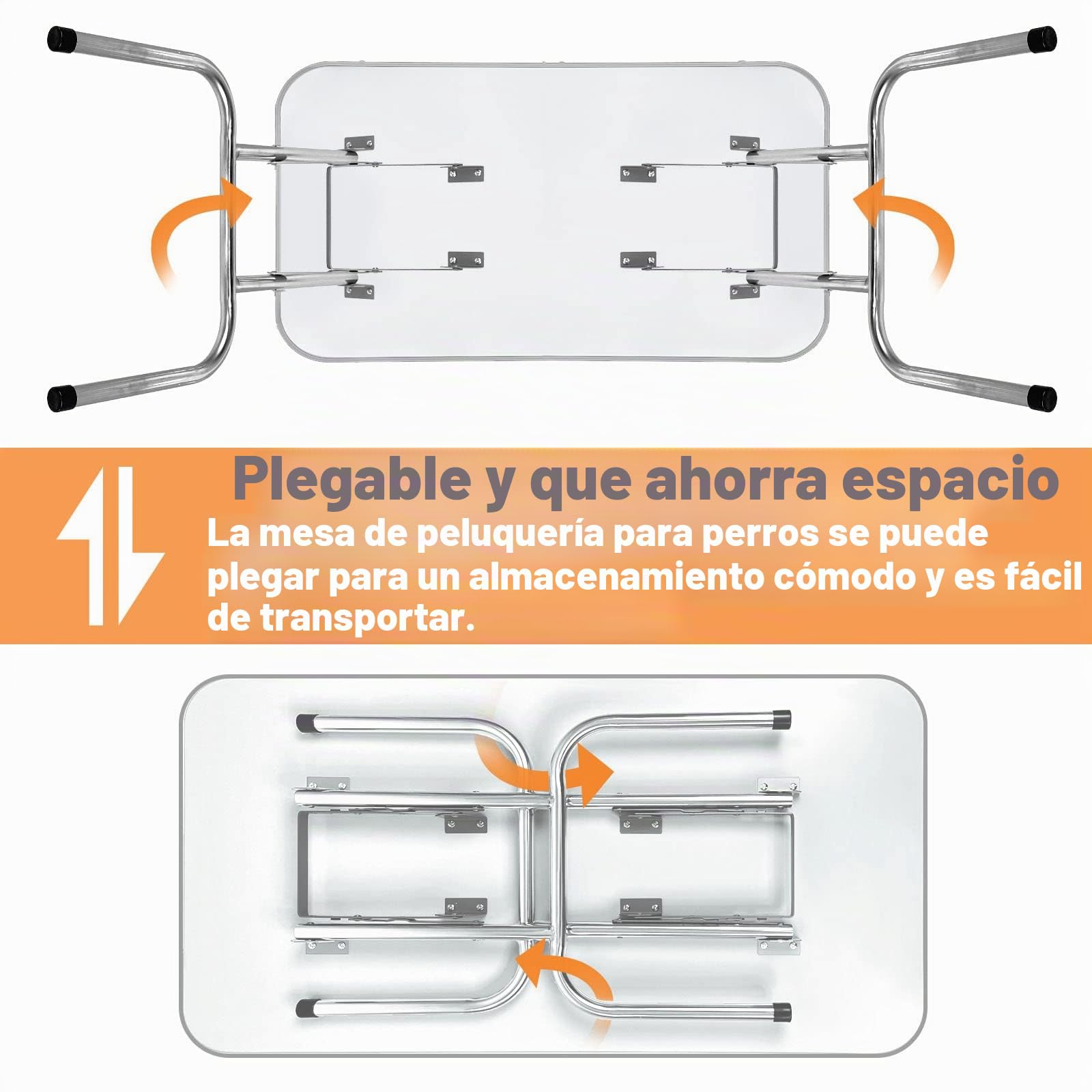 UISEBRT mesa de cuidado de perros con fuelle ajustable en altura, soporte de hasta 100 kg para perros y gatos, 113 x 60 x 76 cm