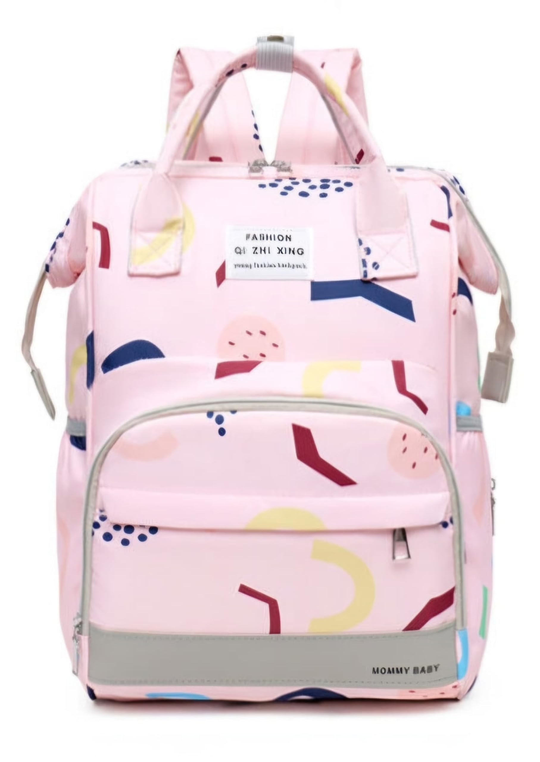 RIANZ CALDOR Baby Diaper Bag Large Backpack For Girls & Boys, Multi-Functional Waterproof, Diaper Pouch With Pacifier Pocket, Stroller Straps, Tissue Bag (Pink Print)-picture-14