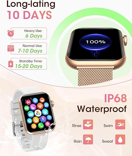 Miniatura 8 de Relojes inteligentes para mujer, reloj de seguimiento de actividad física para iPhone Android, monitor de sueñofrecuencia cardíacaspO2presión