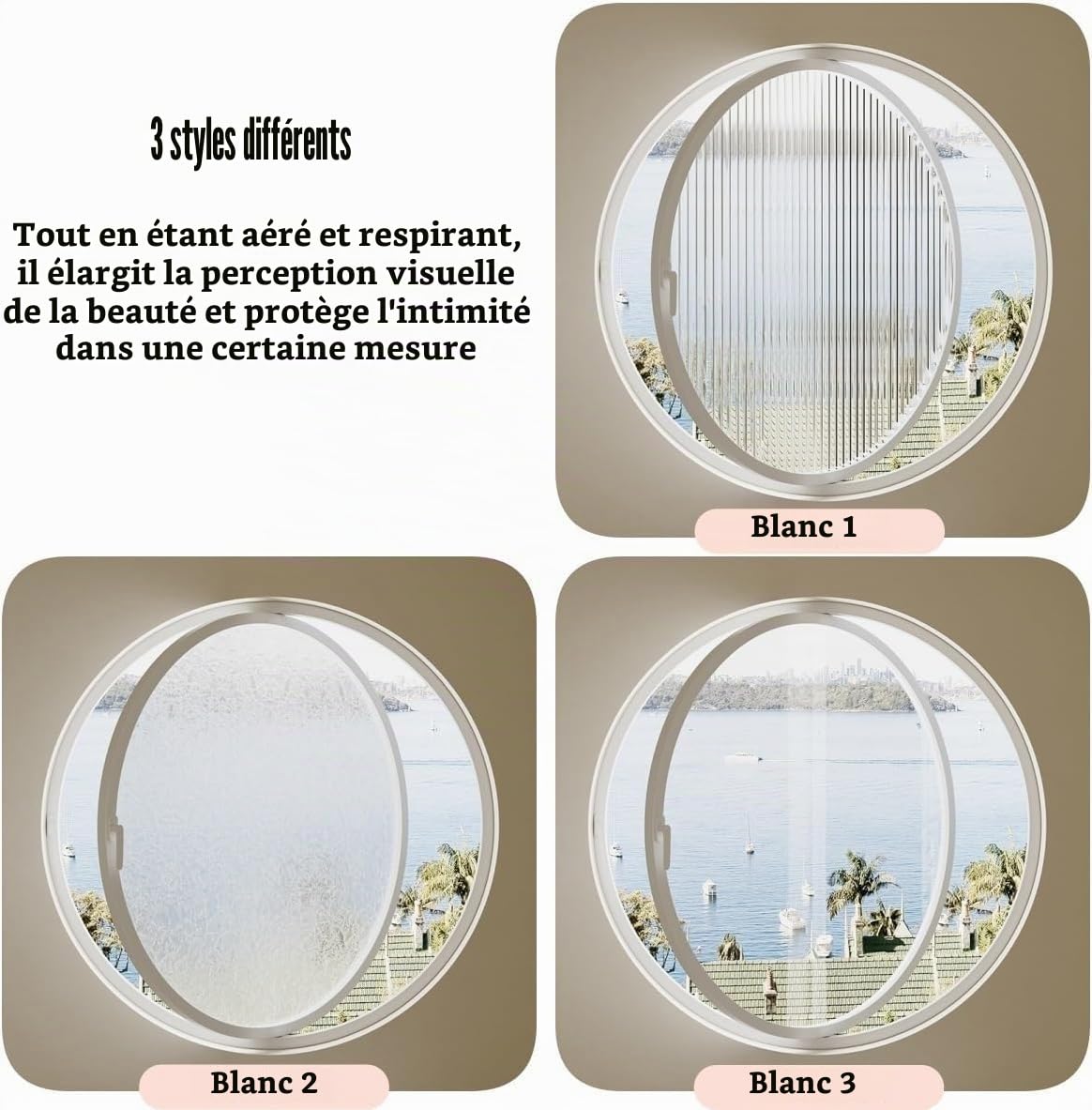 Fenêtre Ronde rotative en Alliage d'aluminium, hublot Mural en Verre trempé avec poignée, fenêtre à battant décorative pour Cuisine et Maison, Blanc 3,55 cm/21,6 po