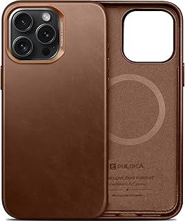 جراب هاتف محمول جلد فاخر من Next Store متوافق مع iPhone 14 Pro Max - مقاوم للصدمات ويتميز بدعم الشحن المغناطيسي - حماية فاخرة وأداء متفوق تصميم أنيق. بني