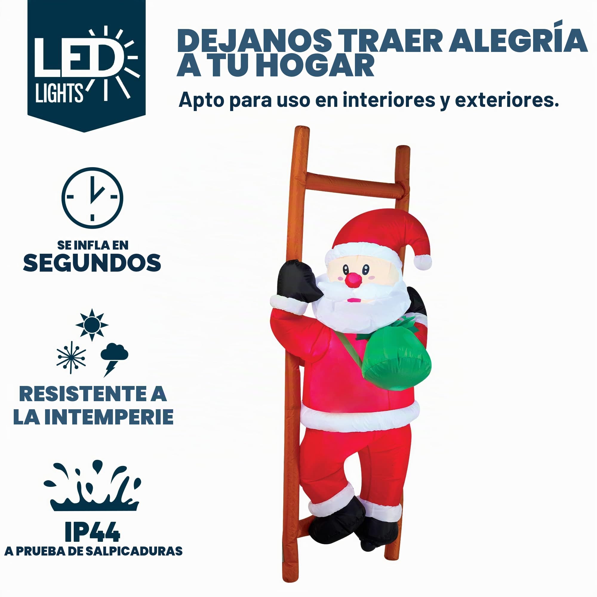 Joiedomi Papá Noel Inflable de Navidad de 6 Pies, Decoración Colgante de Patio Con LED Integrados para Interiores, Exteriores, Patio, Jardín