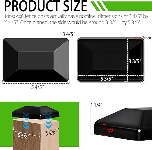 Miniatura 9 de TonGass Paquete de 24 tapas de madera para postes de valla de madera de 4 x 4 pulgadas (3 58 pulgadas), cubierta de madera para postes de terraza,