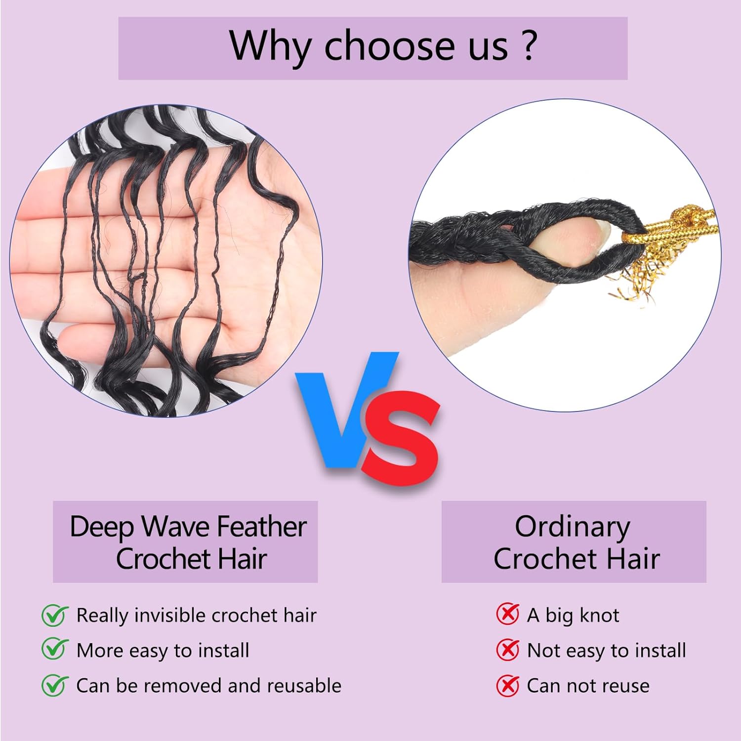 Feather Crochet Hair, 16 Inch 100 Strands 180g Pre Separated Pre Looped Miracle Knots Synthetic Curly Deep Wave Hair Extensions for Black Women