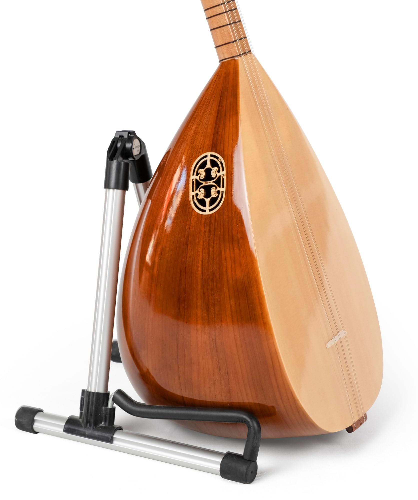 Baglama Saz à col court turc en bois de mûrier avec micro, cordes, médiators, étui