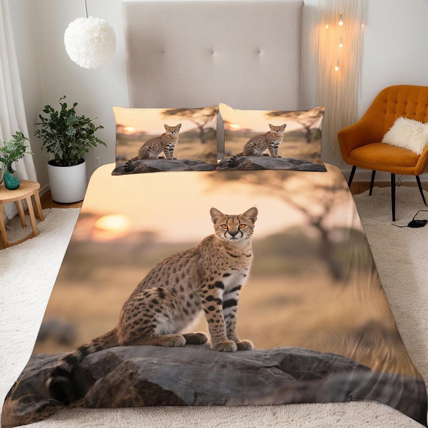 Zestawy poszewek na kołdrę w rozmiarze king size, 230 x 220 cm, uroczy motyw kota, khaki, hipoalergiczna poszewka na kołdrę z mikrofibry z zamkiem błyskawicznym i 2 poszewkami na poduszki dla