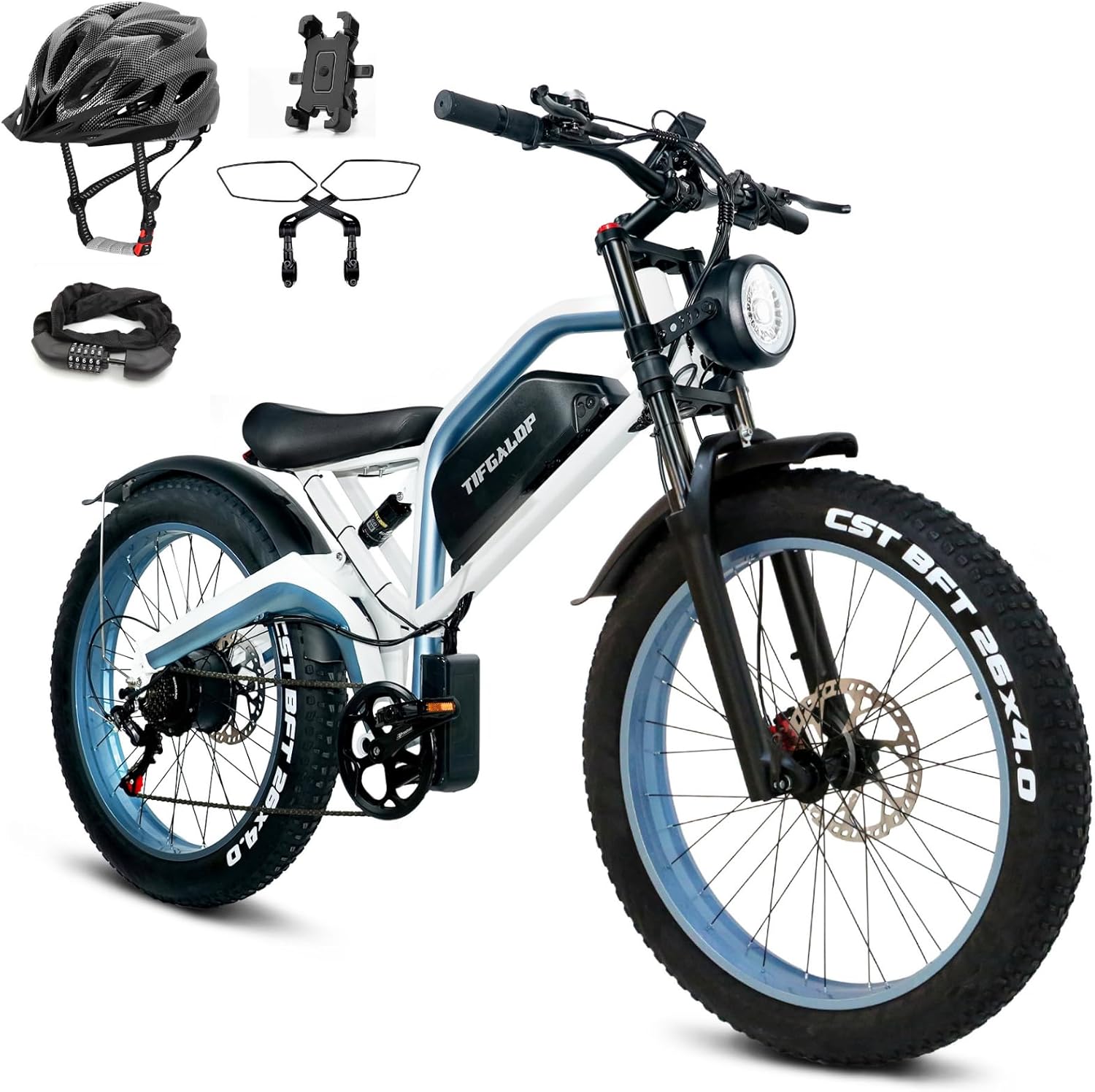 Electric Bike for Adults, 7-Speed-Gear E-Bike, Fat Tire Dual Motor Removable Battery Ebike, 60 Miles Off Road Mountain Electric Bicycle with Dual Hydraulic Disc Brakes… Electric Bike for Adults, 7-Speed-Gear E-Bike, Fat Tire Dual Motor Removable Battery Ebike, 60 Miles Off Road Mountain Electric Bicycle with Dual Hydraulic Disc Brakes…