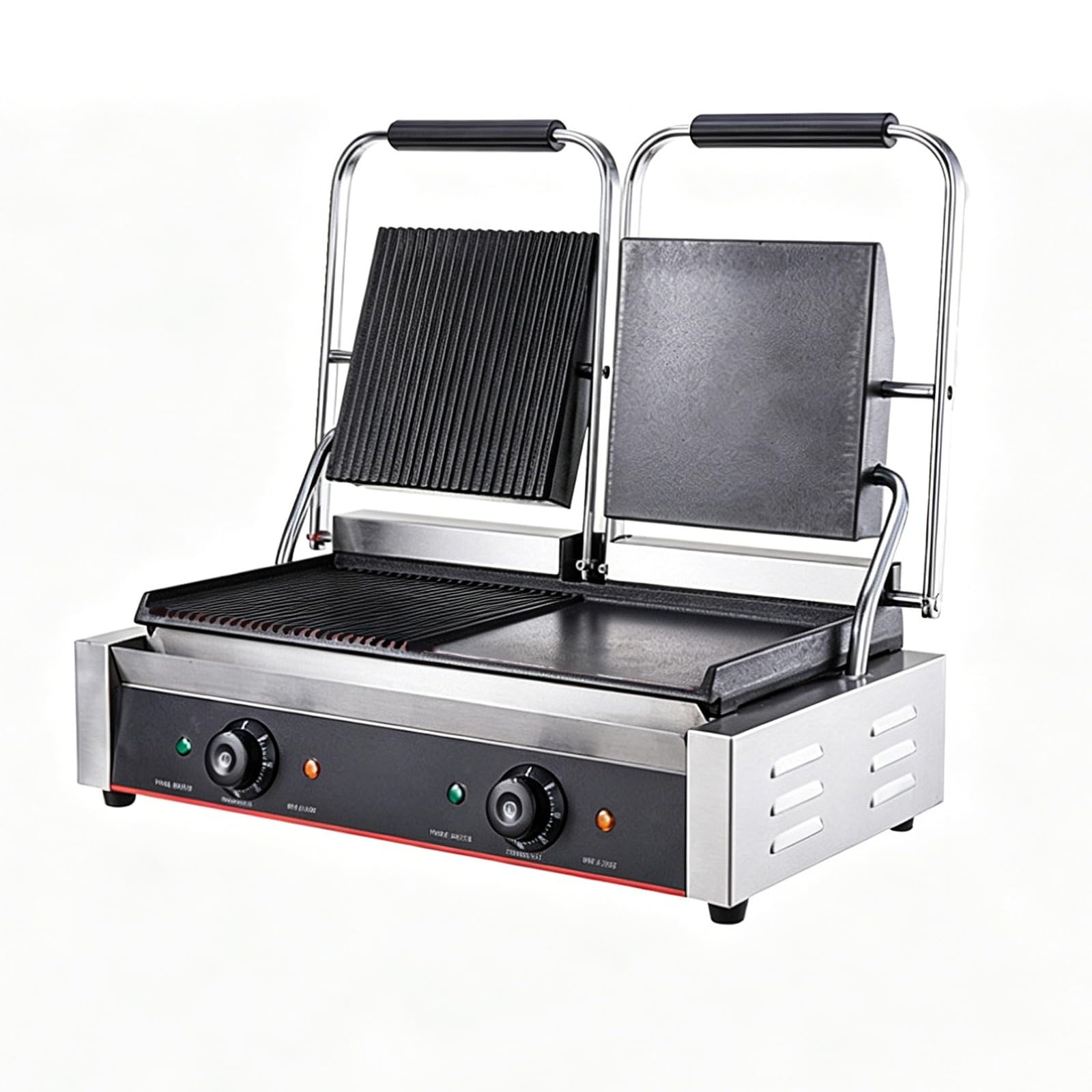 Piastra per panini Professionale da 1800 W - Griglia elettrica Professionale in Acciaio Inox con Piastre in ghisa per panini Artigianali, bistecche e Riscaldamento Uniforme (Commercial)