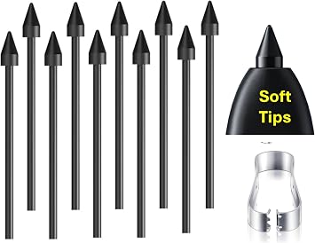 Original Soft Tips 10PCS Tab S Pen Tips for Samsung Galaxy Tab S10/S10 FE/S10 Lite/S9/S9 FE/S8/S7/S7 FE/S6/S6 Lite Pen All Verison Replacement Tips/Nibs+Tweezers 10*Black