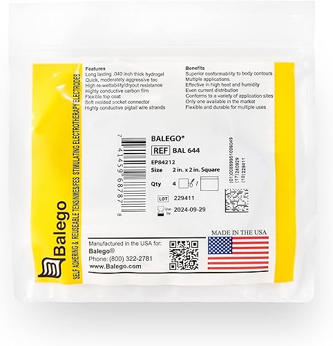 Miniatura 3 de Unidad de 40 electrodos TENS  EMS Angel de primera calidad de 2 pulgadas x 2 pulgadas Electrodos de carbono en gel autoadhesivos reutilizables