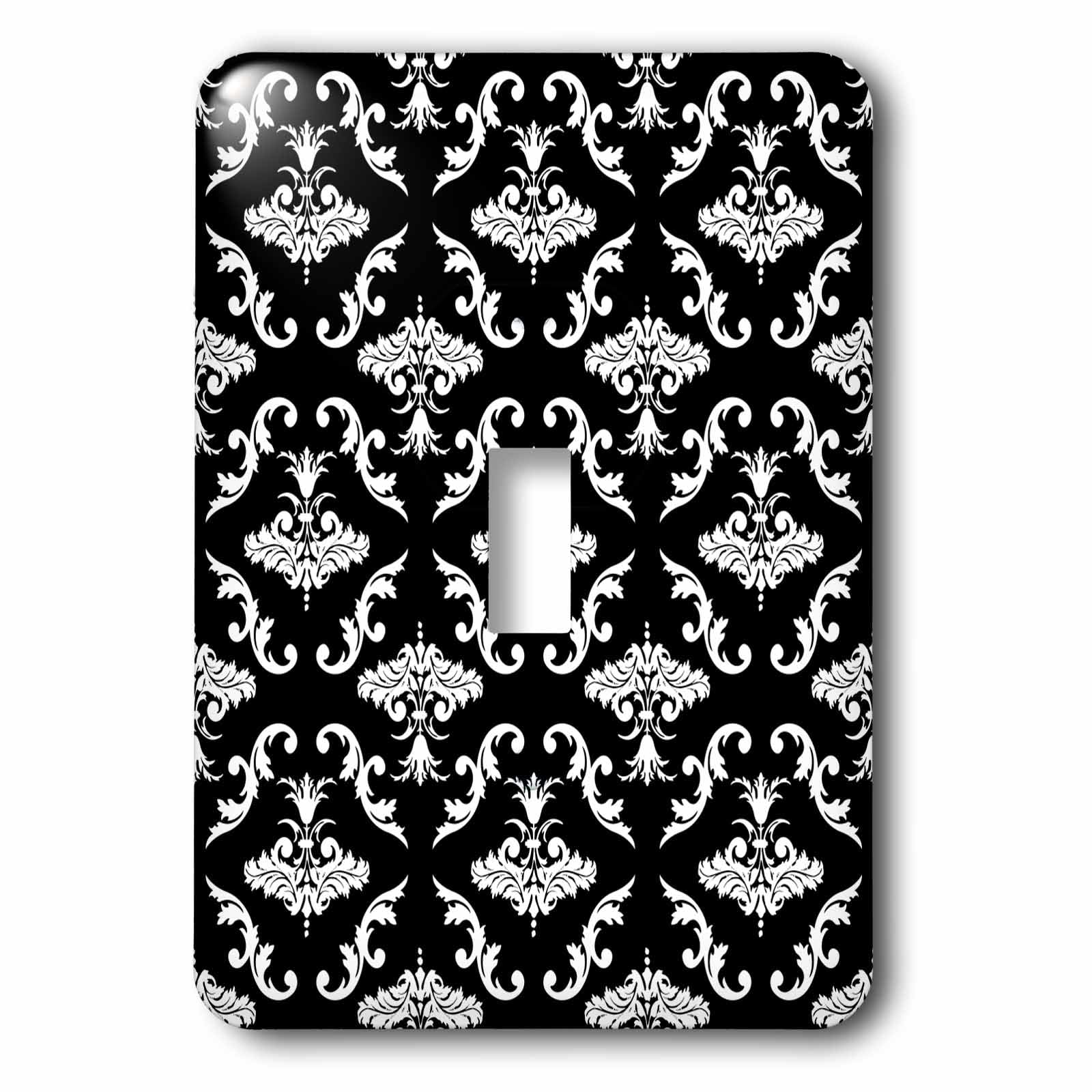 Interrupteur à baïonnette à motif damas noir et blanc habillage mural géométrique