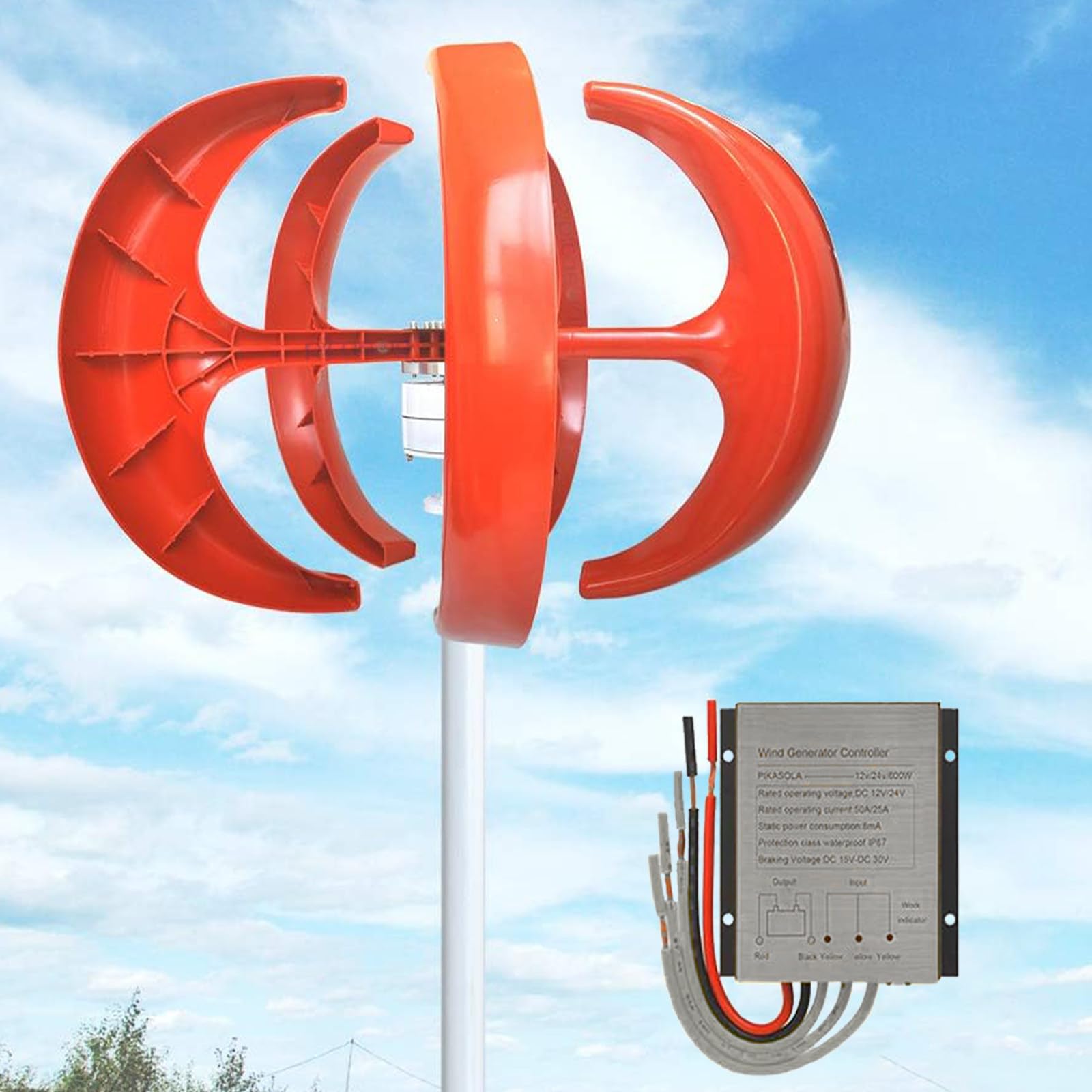 Zestaw generatora wiatrowego 13000 W - 5-łopatkowy system magnesów trwałych z pionową osią 12 V/24 V/48 V/72 V/110 V/220 V AC z kontrolerem rozwiązań odnawialnych poza siecią,