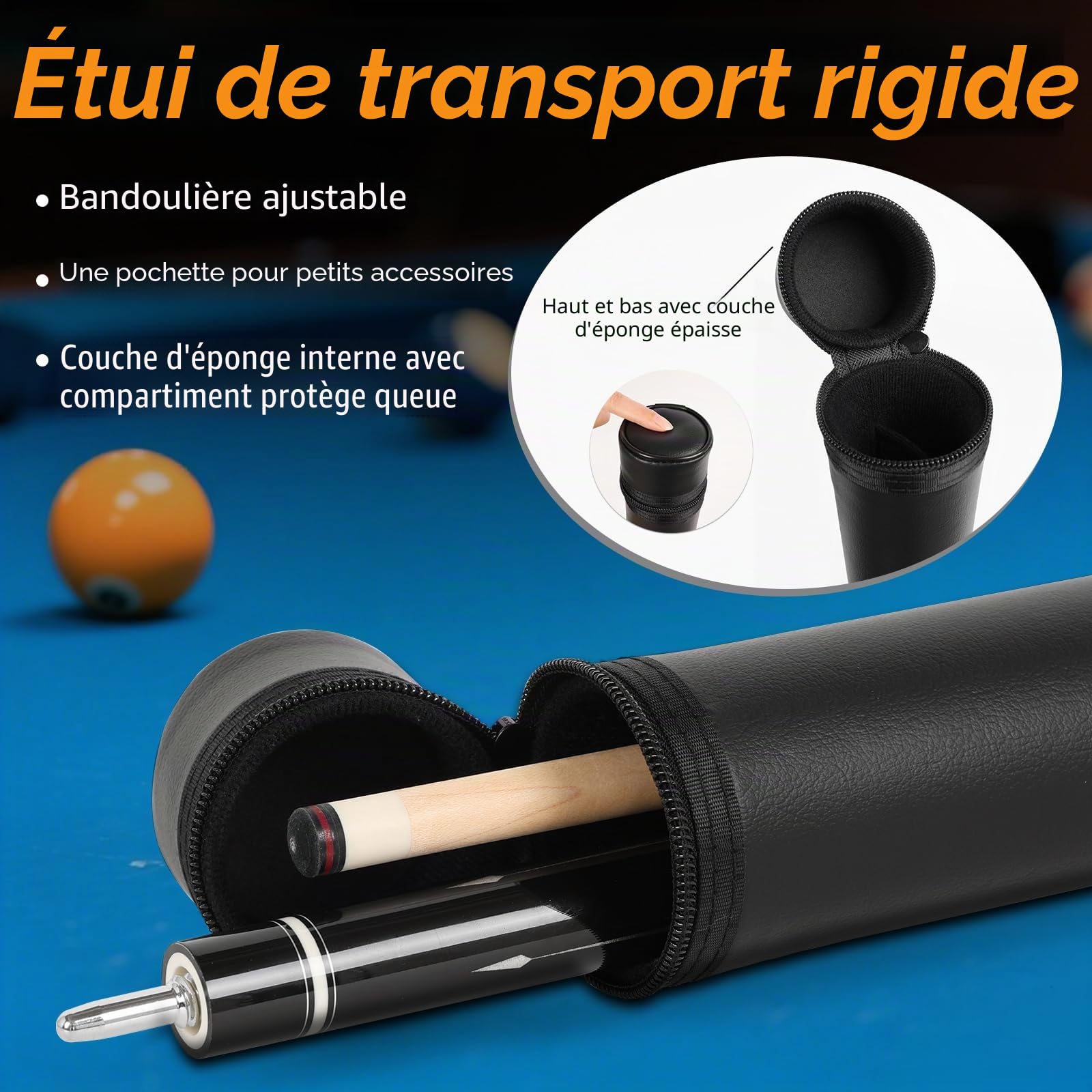 AKLOT Queue de Billard 147cm 539g avec vis de réglage du Poids de 567g/595g