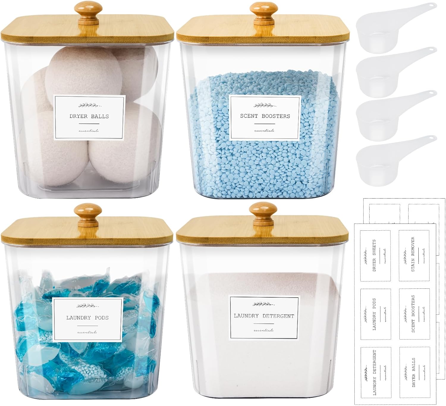 4 Pack Laundry Pods Containers & Plastic Powder Detergent