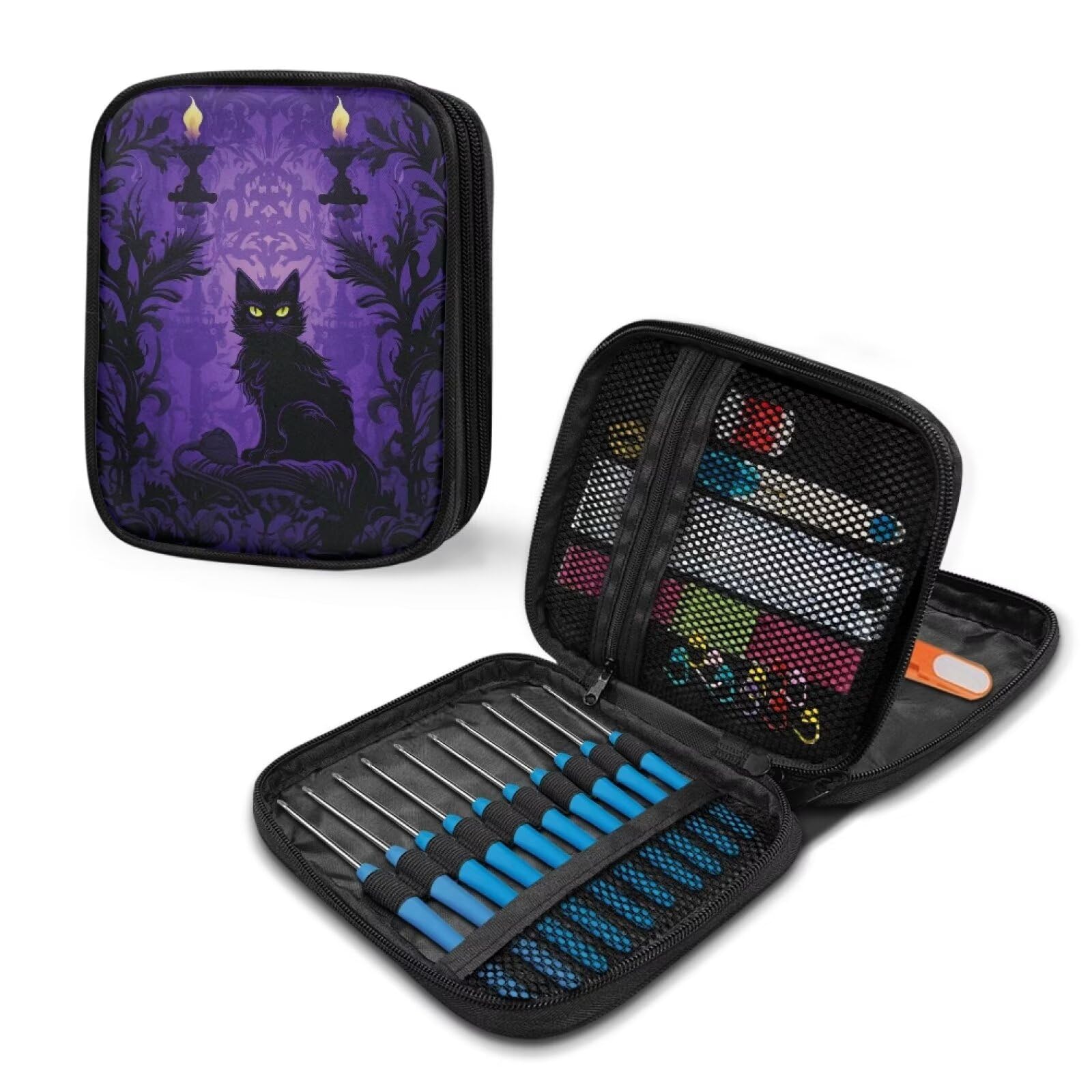 Amazon.com: CREAMIC Gothic Cat Crochet Hook Case Portable Crochet
