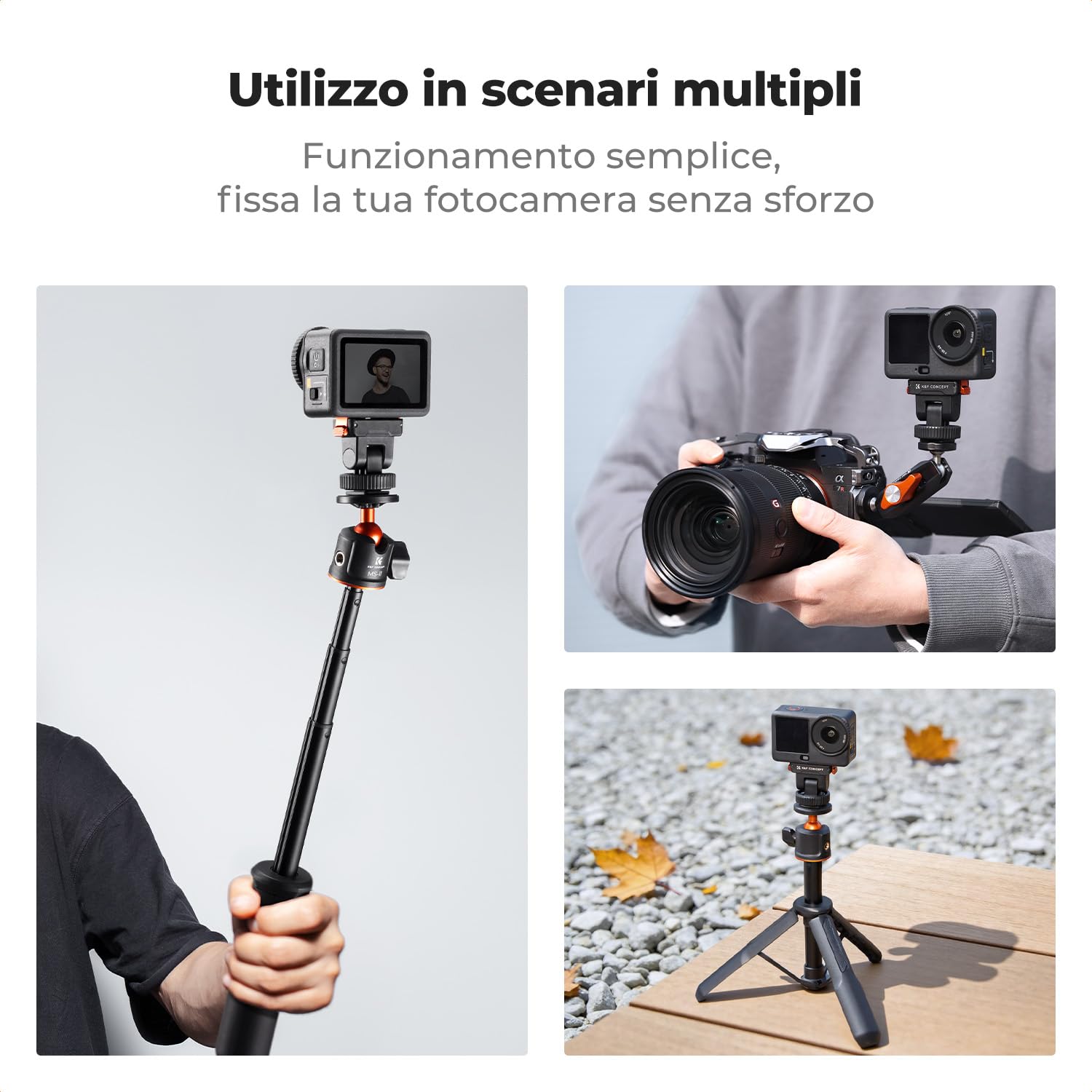 K&F CONCEPT Supporto a slitta fredda in plastica compatibile con DJI Osmo Nano/Osmo Action 6, supporto magnetico a sgancio rapido per action camera, adattatore treppiede con connettore a slitta calda