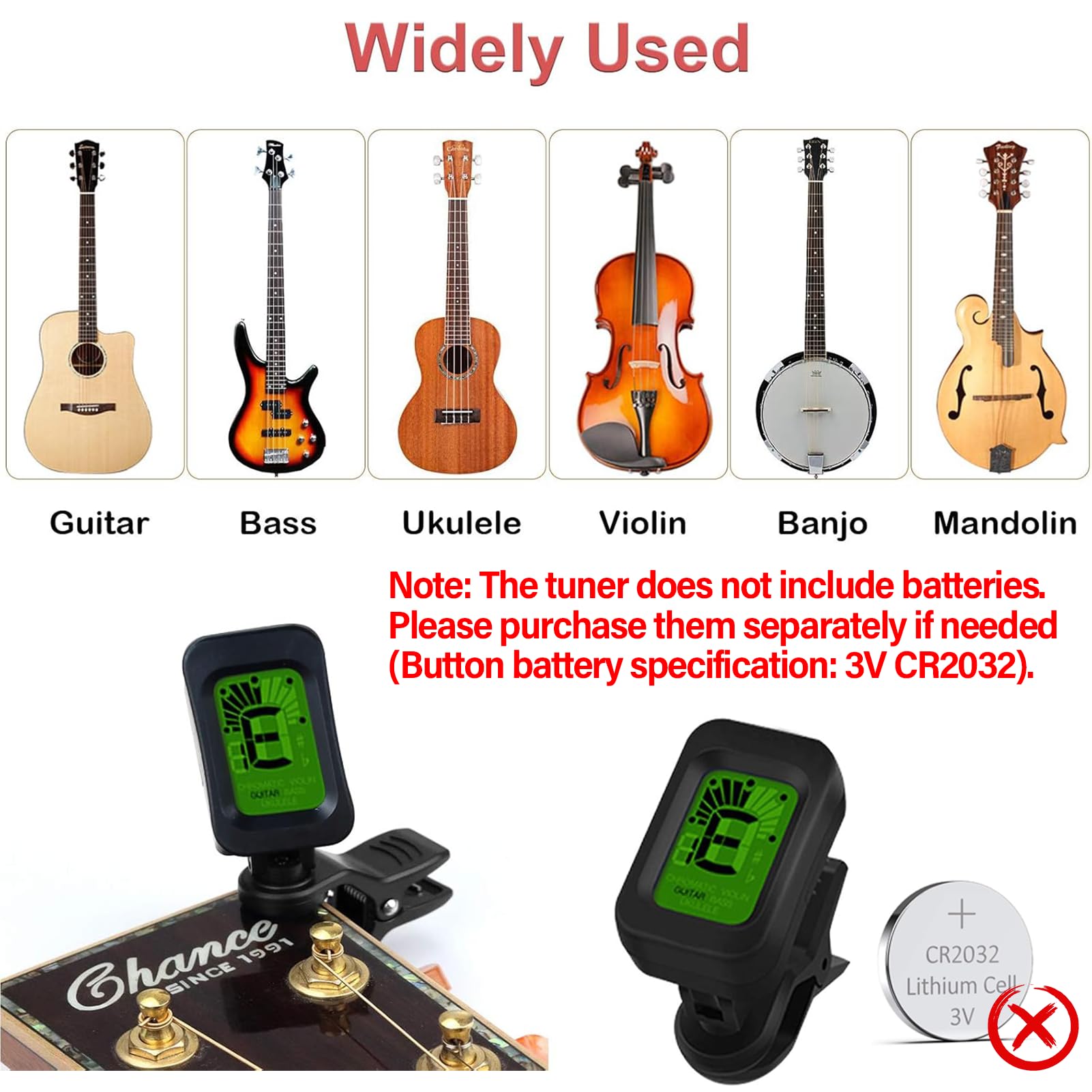 TTCR-II 78 Pz Accessori per Chitarra Acustica Elettrica con Accordatore Chitarra, Capo guitar, Corde guitar, Plettri, Porta, Avvolgitore, Perni Ponte Sella e Dado