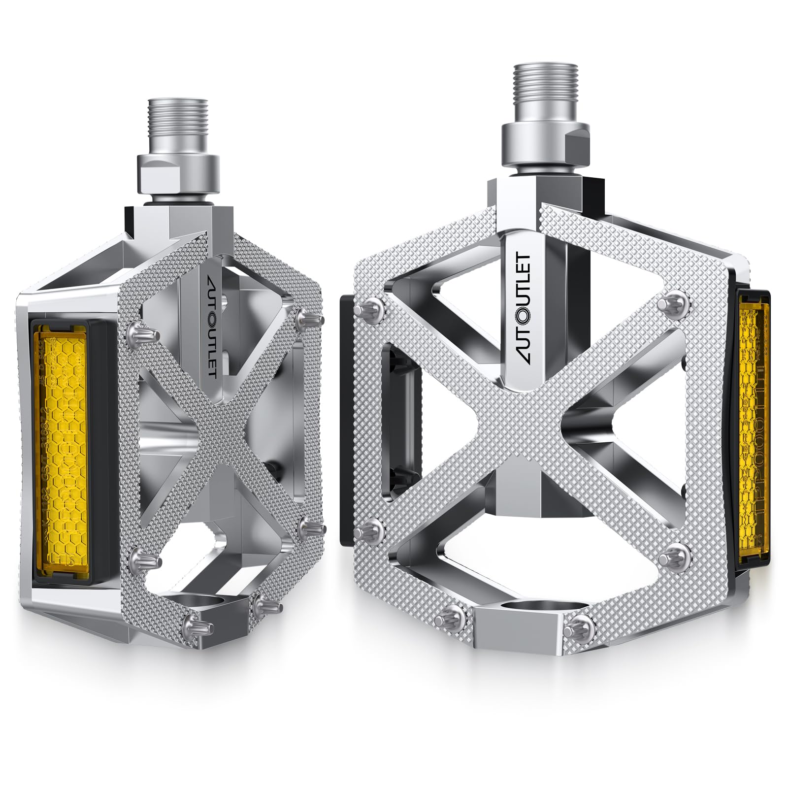 AUTOUTLET MTB Bike Pedals CNC Aluminium Wide Platform 9/16 Inch