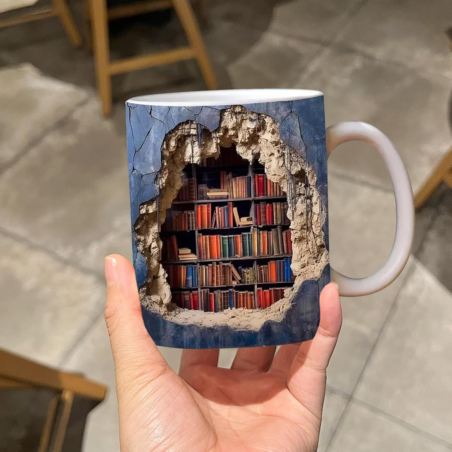3D Bookshelf Mug, A Library Shelf Cup, Library Bookshelf Mug, Creative